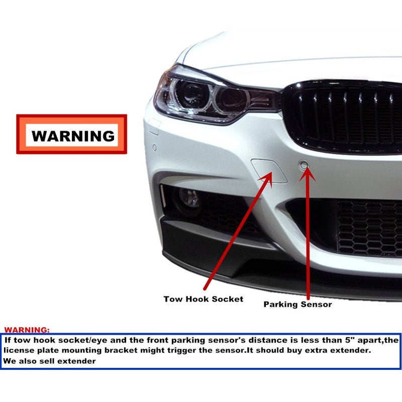 JGR No Drill Tow Eye Front Bumper Tow Hook License Plate Mount Bracket Holder Adapter Relocation Kit for MINI Cooper R50 R52 R53 R55 R56 R57 R58 R59 2002-2014 - Image 5